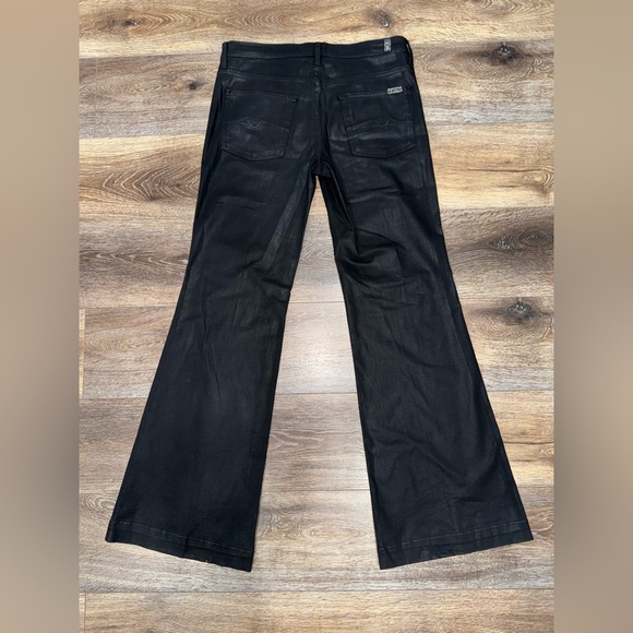 For All Mankind Womens High Rise Coated Slim Wide Leg Jeans Size 32 in Black🖤 - Picture 2 of 11